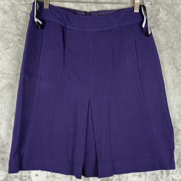Hobbs London Dresses & Skirts - Hobbs London Purple Knee Length‎ Skirt Size 10 Front Pleat Lined Professional